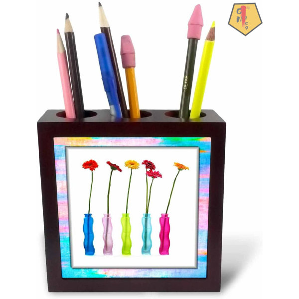 Red Barrel Studio® Flowers in Vases Tile Pen Holder Wayfair